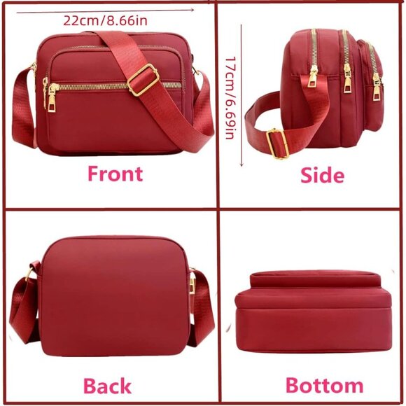 Small Nylon Crossbody Bags for Women Bright Red - Picture 2 of 8
